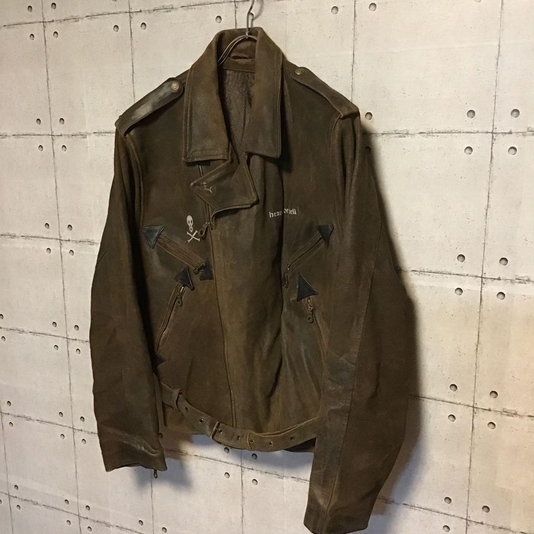 ユーロ　ビンテージ　ダブルライダース　レザー　ステンシル　ペイント　カスタム