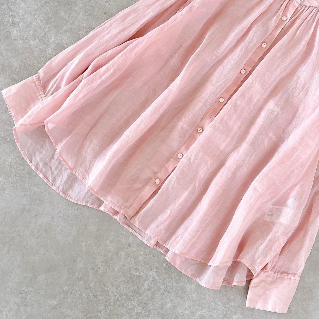 美品 スローブイエナ 24SS ラミー ギャザーシャツ リネンシャツ ピンク