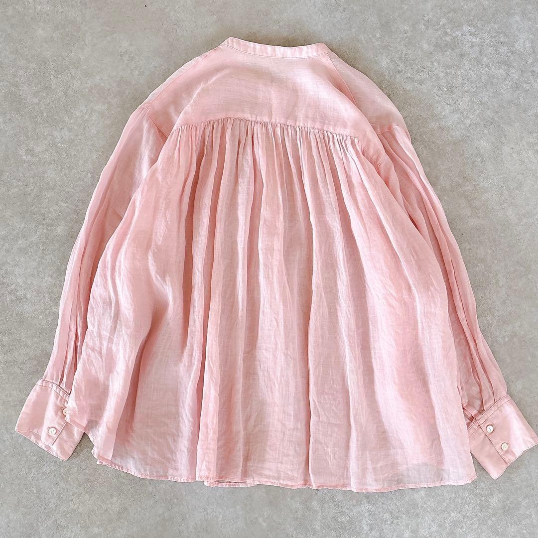 美品 スローブイエナ 24SS ラミー ギャザーシャツ リネンシャツ ピンク