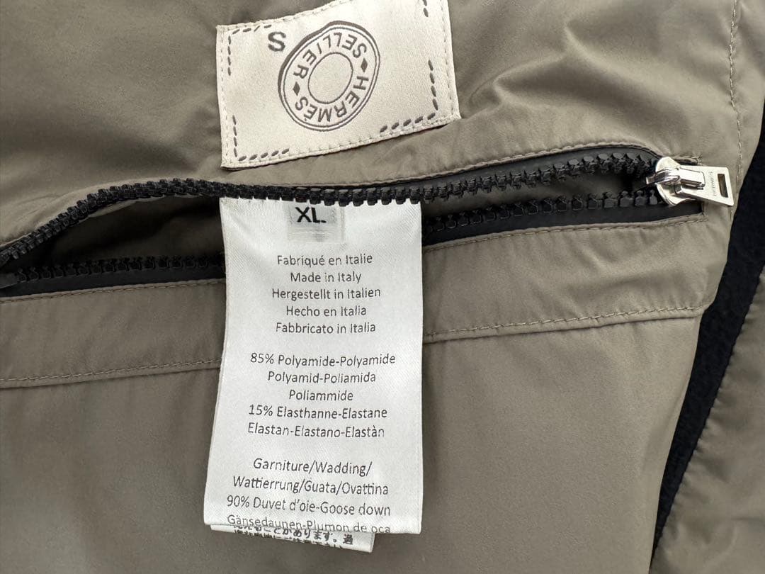 HERMES ダウンベスト　カーキ　XL