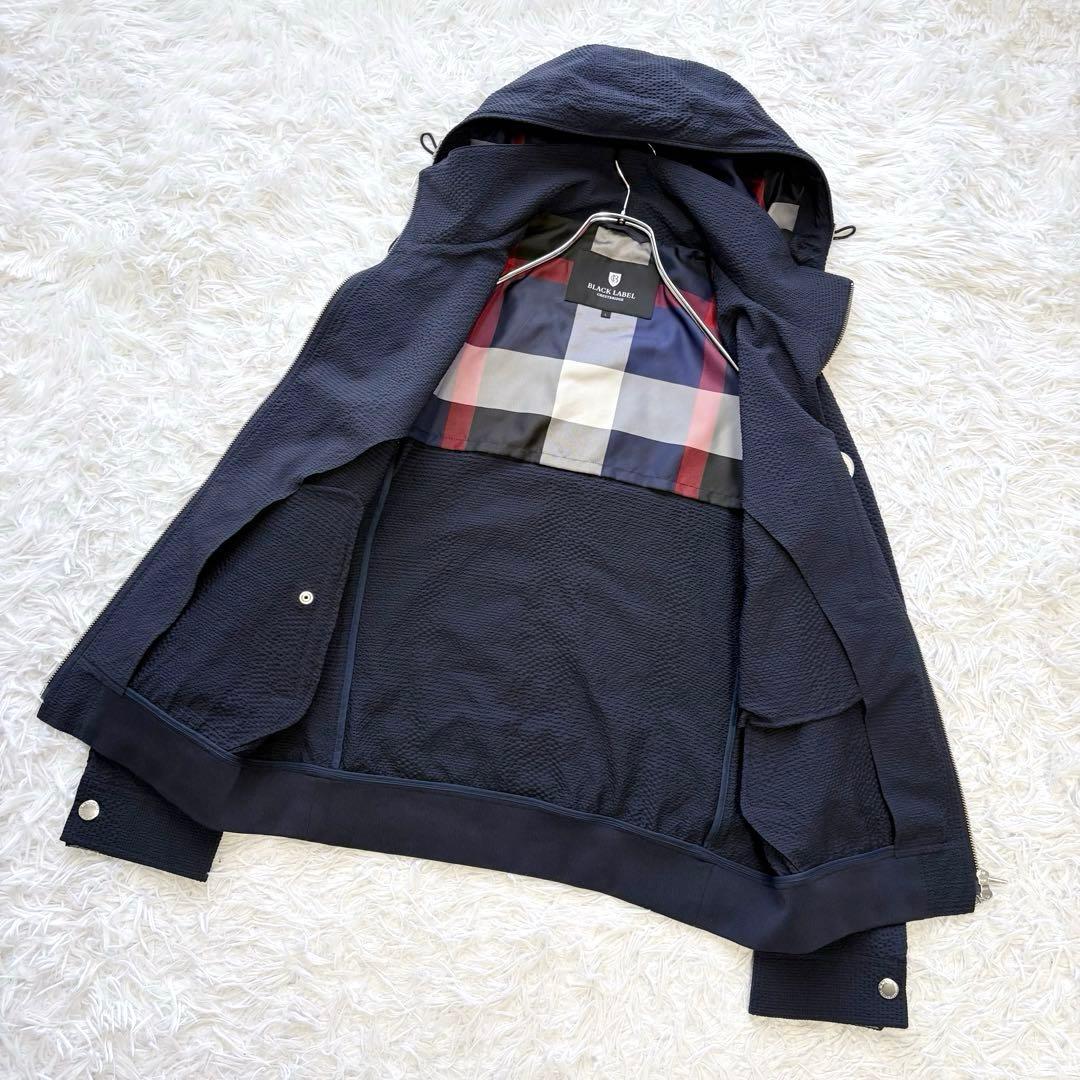 美品✨人気のL✨ブラックレーベルクレストブリッジ シアサッカージップジャケット紺