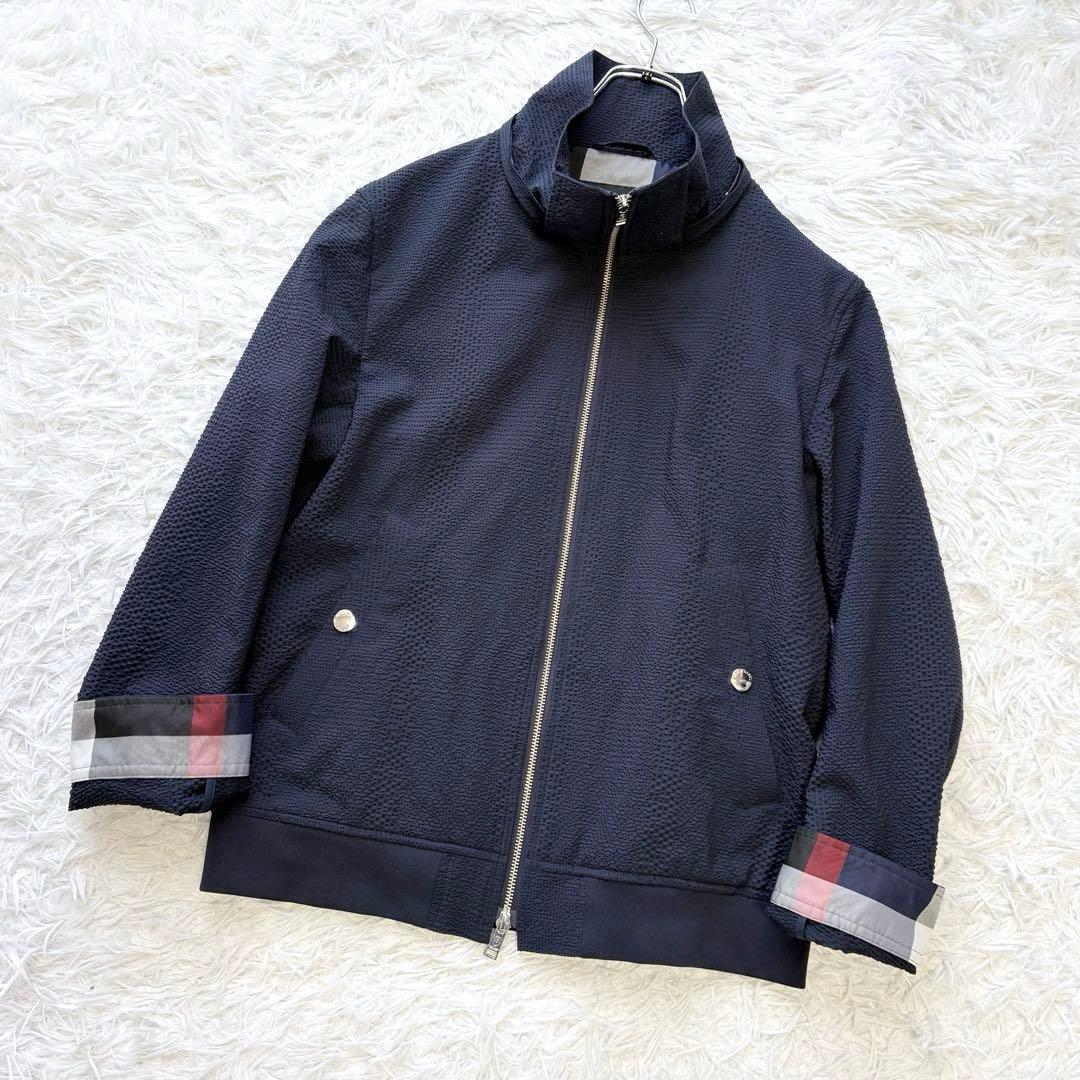 美品✨人気のL✨ブラックレーベルクレストブリッジ シアサッカージップジャケット紺