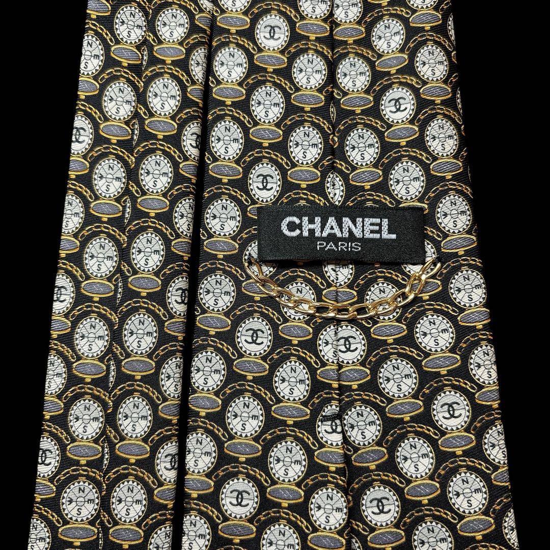 CHANEL ココマーク コンパス柄 希少 ネクタイ チェーン付 ハイブラ