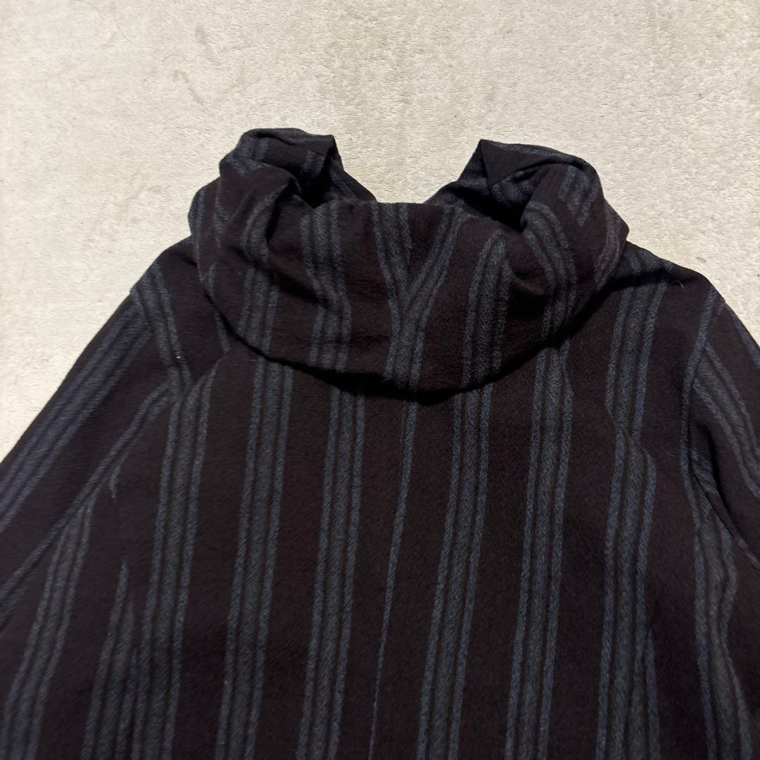 美品⭐️慈雨 ウールジャケット 変形 ストライプ 立ち襟　Aライン　ウール100%