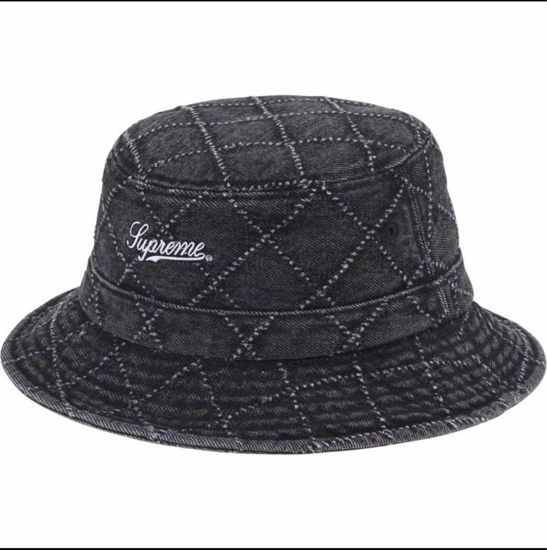 帽子 supreme Punched Denim Crusher Black 23fw