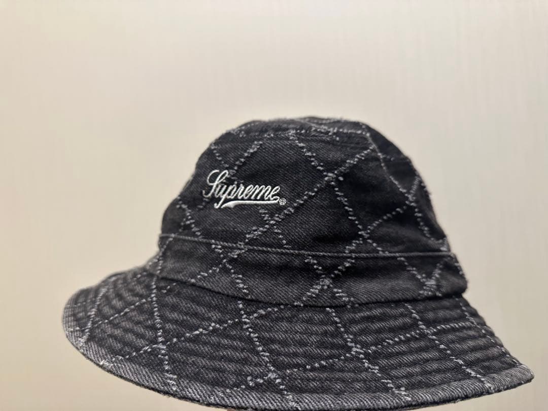 帽子 supreme Punched Denim Crusher Black 23fw