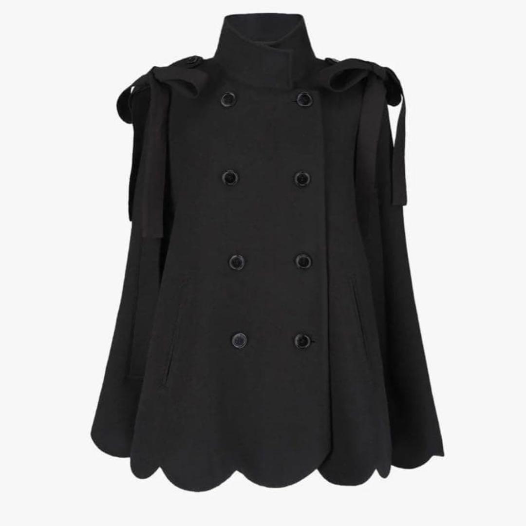 Bibiy. ブラック ケープコート CAPE BLACK リボン付き
