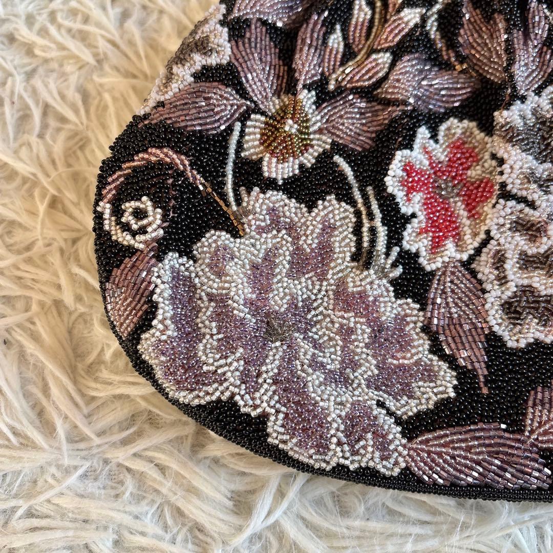 昭和レトロ 東京手刺繍 Hommey ビーズバッグ がま口 和装