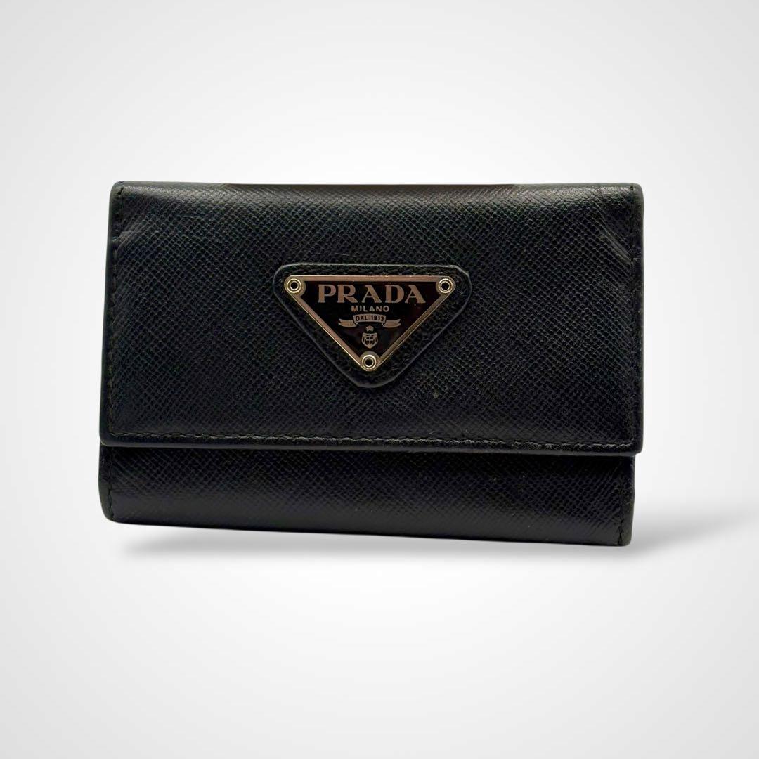 箱付き✨ギャランティ付き PRADA プラダ キーケース サフィアーノレザー 黒