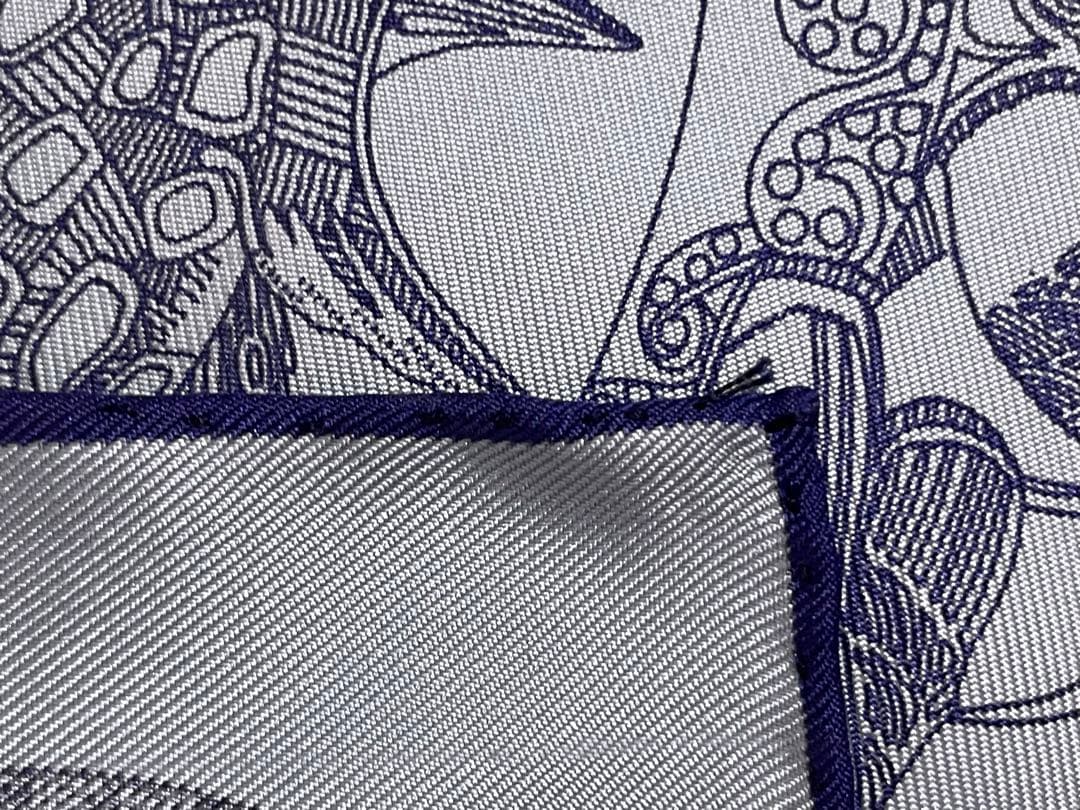 【希少！美品！】HERMES エルメス　カレ45 深海　ブルー