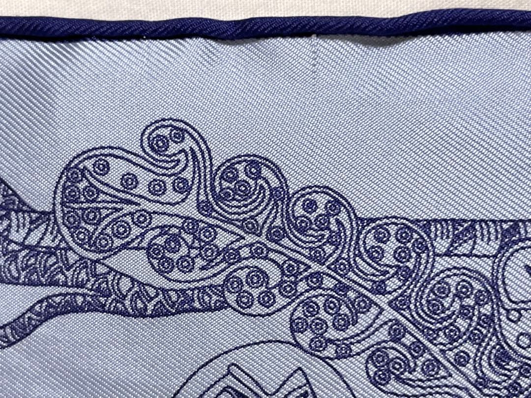 【希少！美品！】HERMES エルメス　カレ45 深海　ブルー
