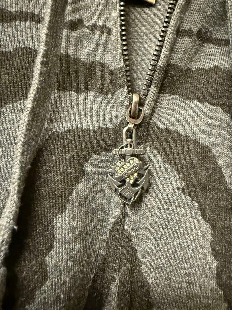 Ed Hardy ゼブラ柄スカル パーカー M