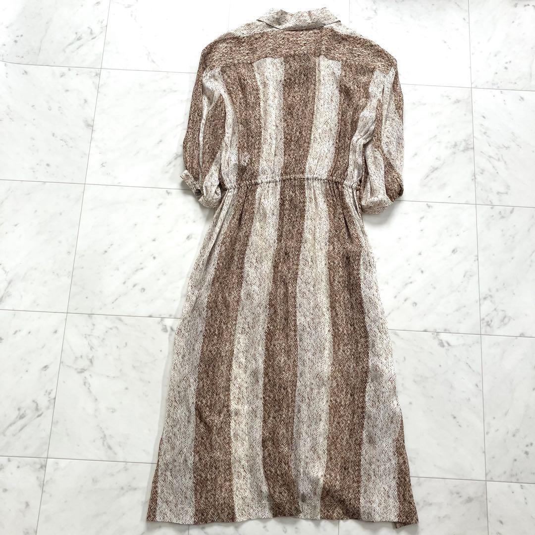 美品 ジュンアシダ ワンピース シルク100% 9 総柄