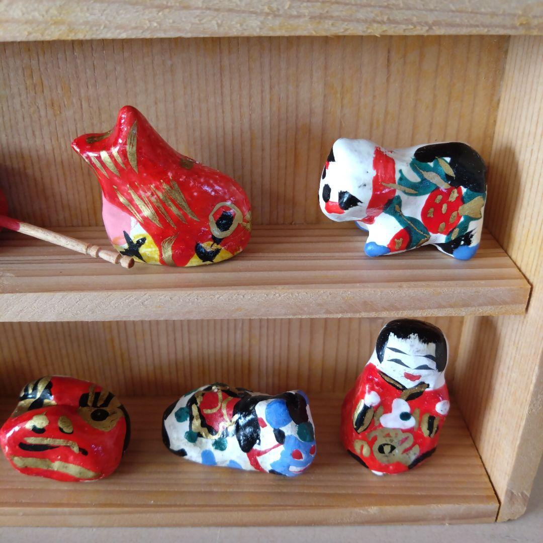 郷土玩具つまみ人形 宮内ふさ作木製箱入りセット