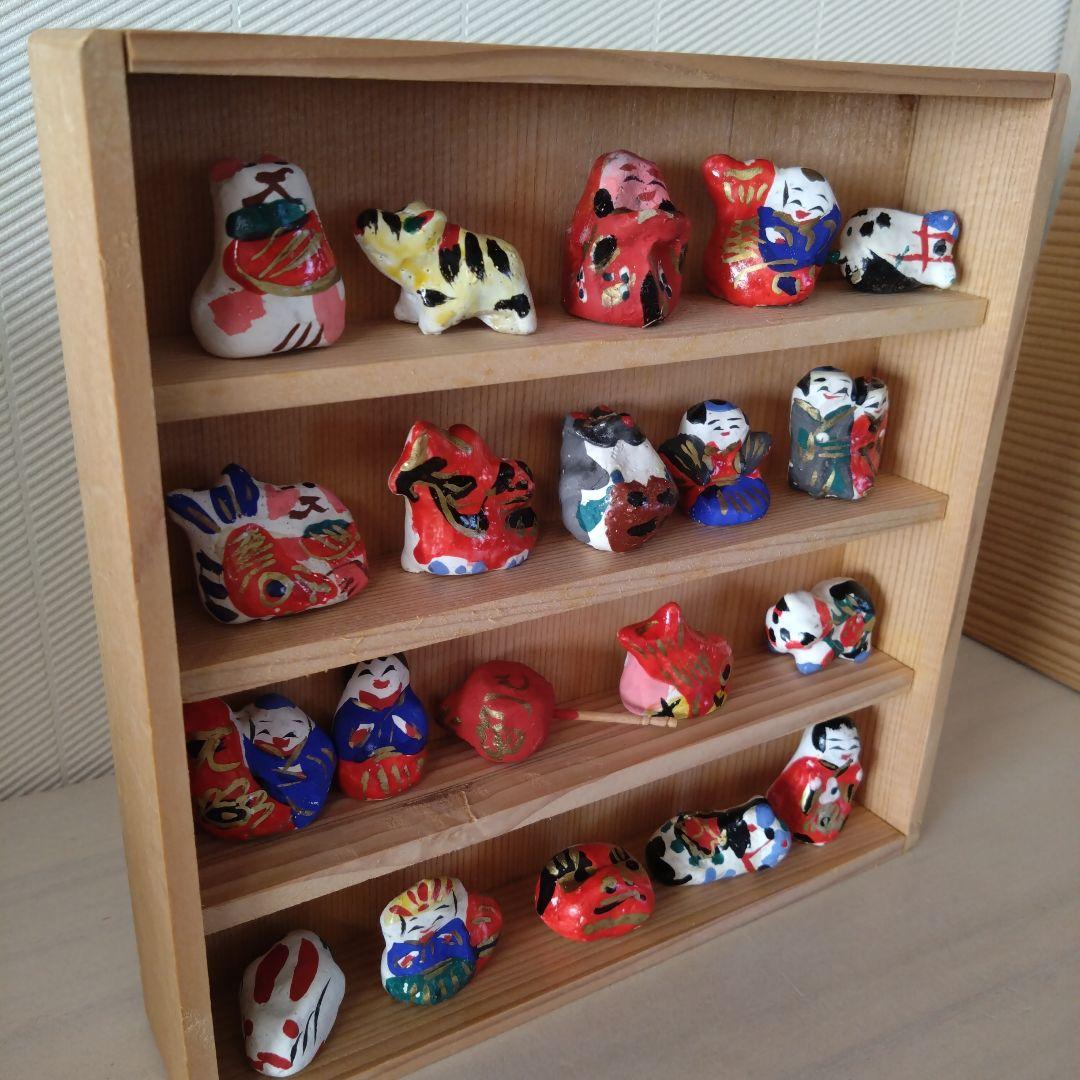 郷土玩具つまみ人形 宮内ふさ作木製箱入りセット