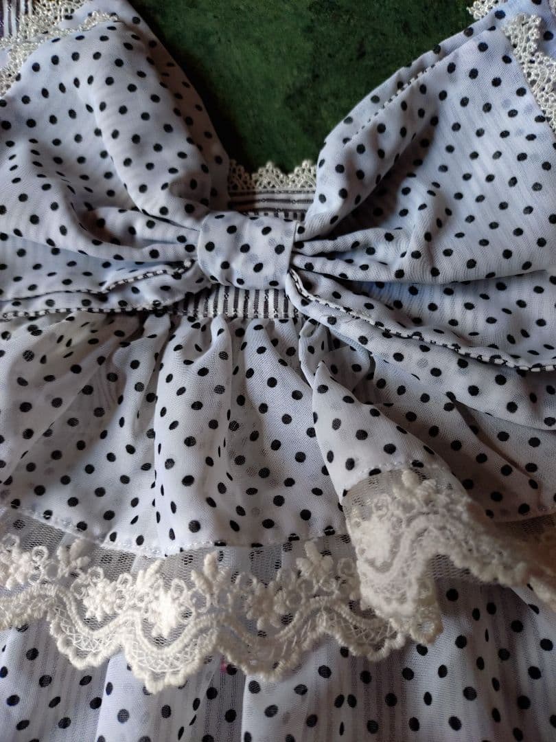 ピースナウ 可愛いリボン&レースのエプロン ロリータ系 美品