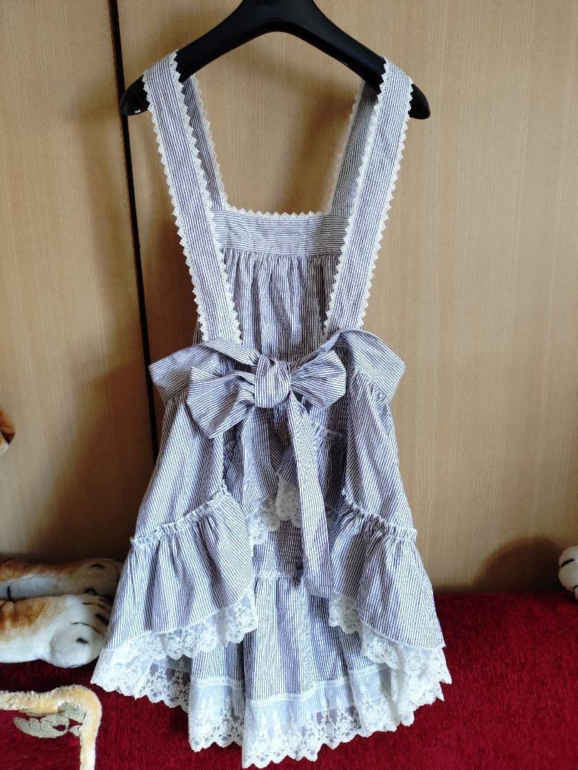 ピースナウ 可愛いリボン&レースのエプロン ロリータ系 美品