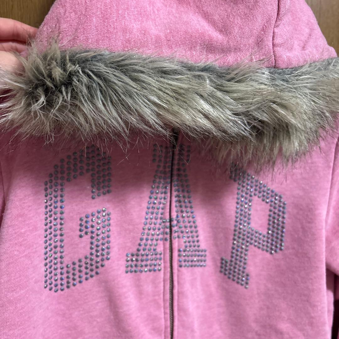 GAP KIDS ピンク ロゴパーカー XL(12) レディース可 ファー付き