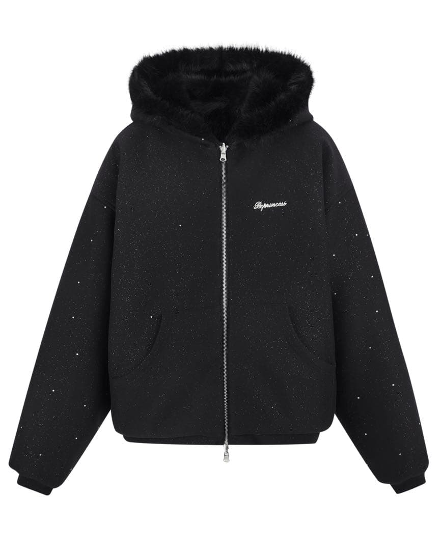 トップス andwang Kirakira 2way fur zip up