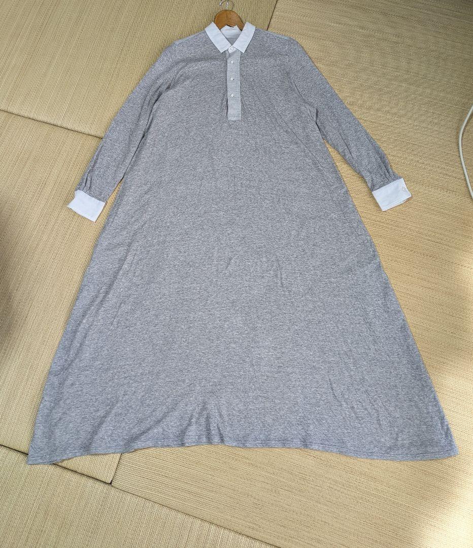 ao daikanyama なめらか天竺の クレリックワンピース 杢グレー