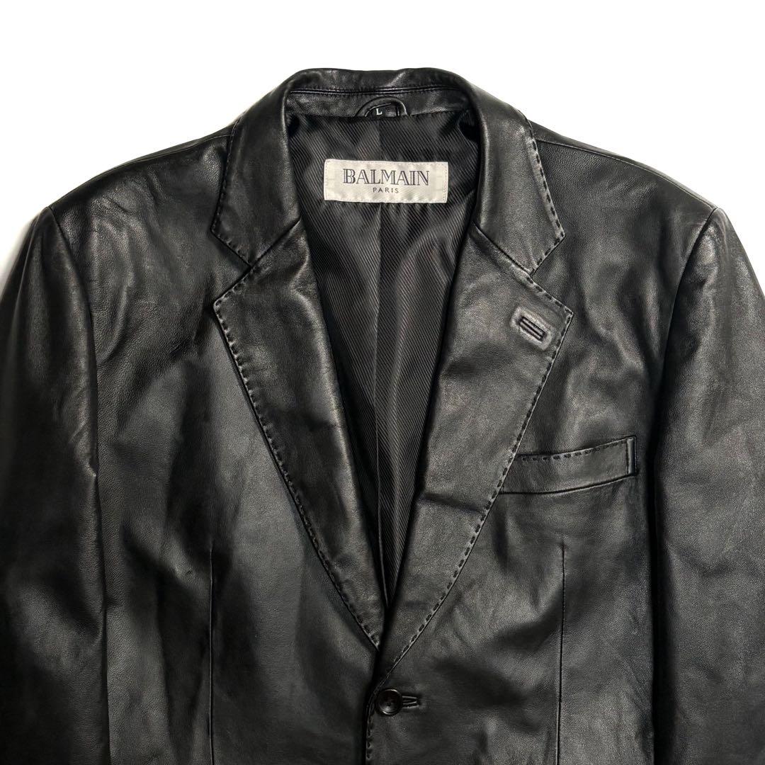 ジャケット・アウター 90S BALMAIN STITCHED LEATHER BLAZER