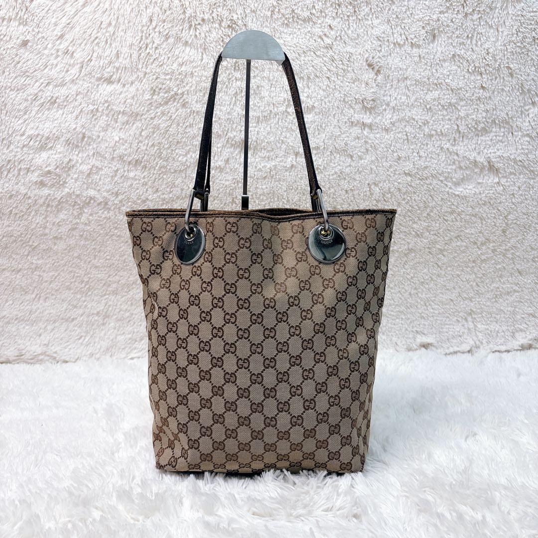 GUCCI グッチ トートバッグ ハンドバッグ 肩掛け GGキャンバス バケツ型