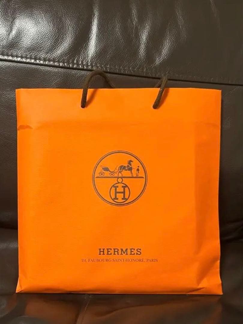 HERMES シルクスカーフ オレンジブルー