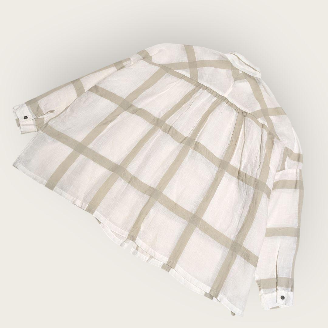 【美品】イチアンティークス　リネンコットン ラティスチェックシャツ