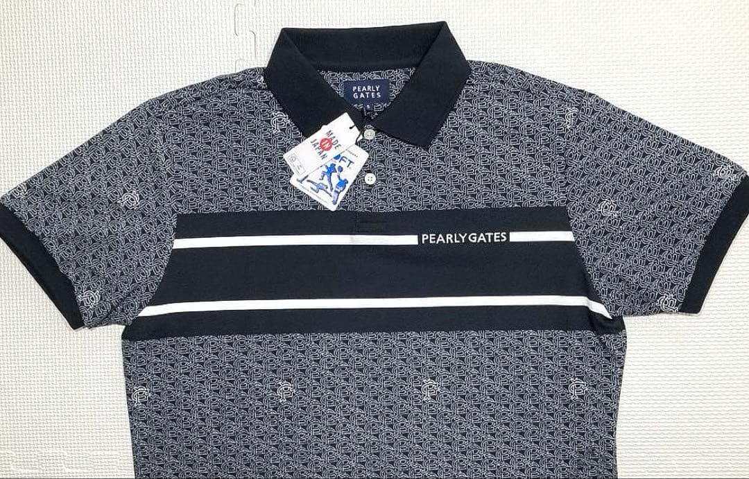 パーリーゲイツ アロフトカノコ モノグラム ポロシャツ（BLACK／4）