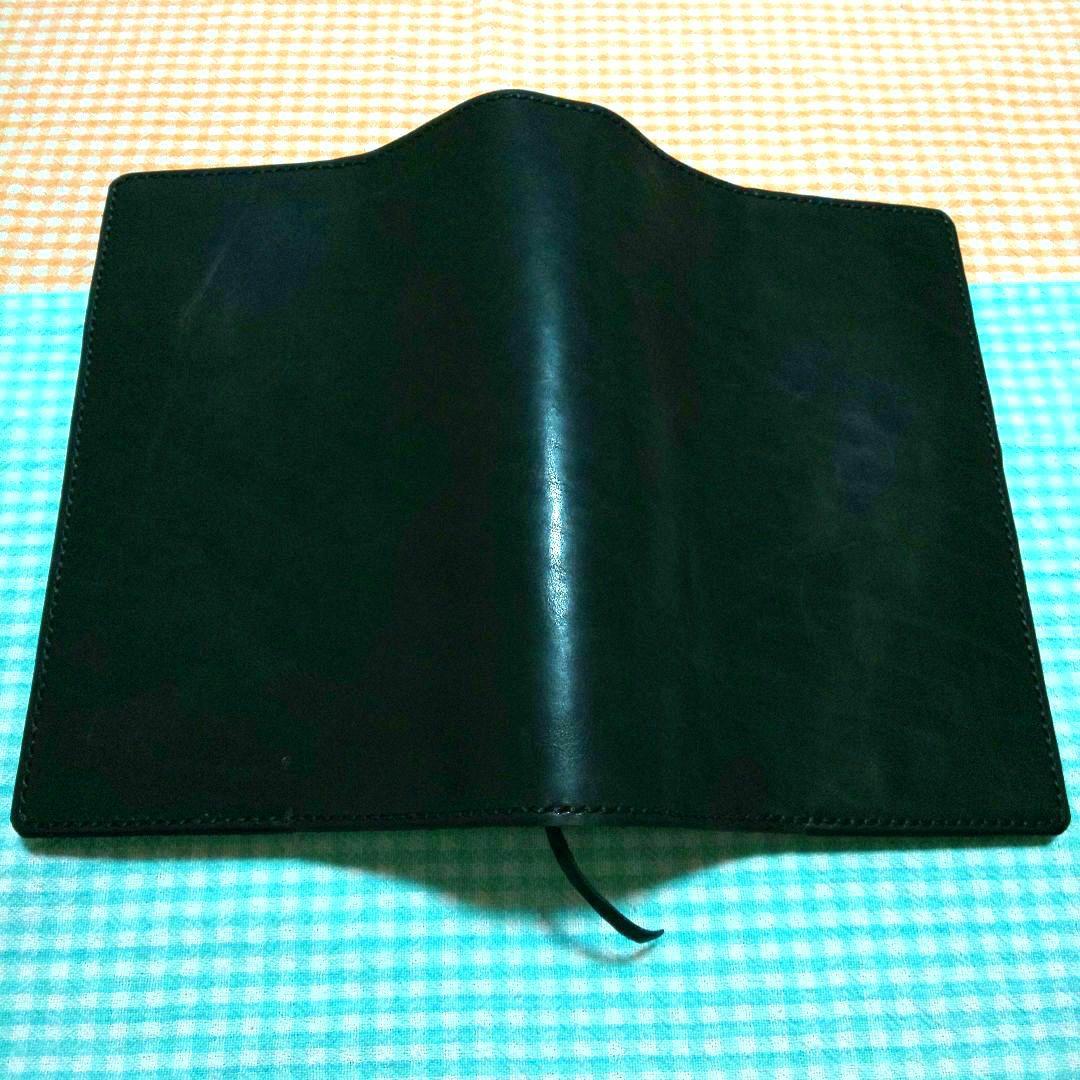 [フルケン]オイルワックス ヌメ革 黒 A5手帳カバー、名刺入れ