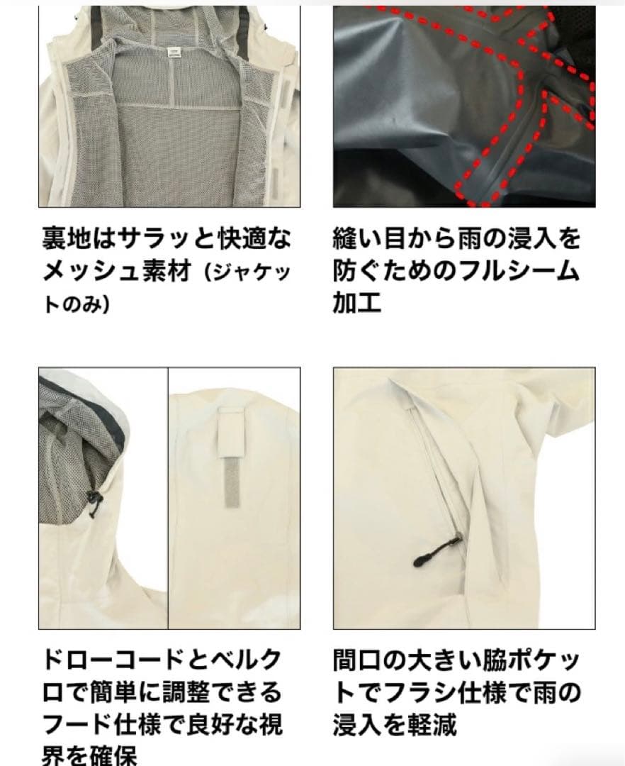 未使用品□TIGORA ティゴラ　防水透湿　レインスーツ上下　ネイビー　L