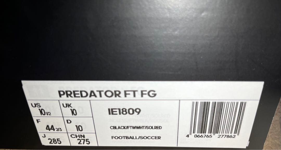 28.5 プレデター ELITE FT FG コアブラック フットウェアホワイト