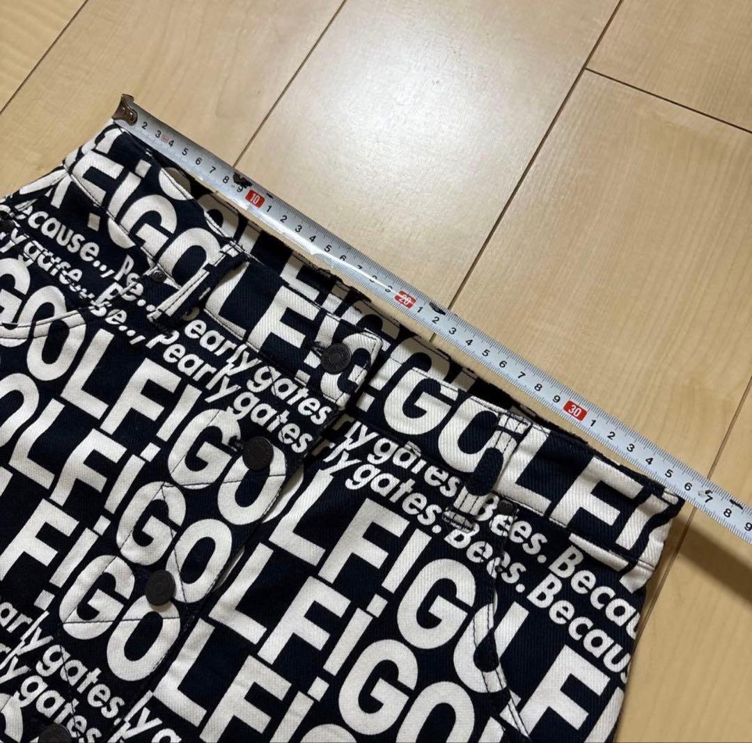 PEARLY GATES ロゴプリントスカート 黒✖️白　0 オマケ付き
