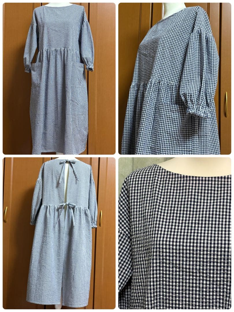 ハンドメイド割烹着　スモック　ワンピース