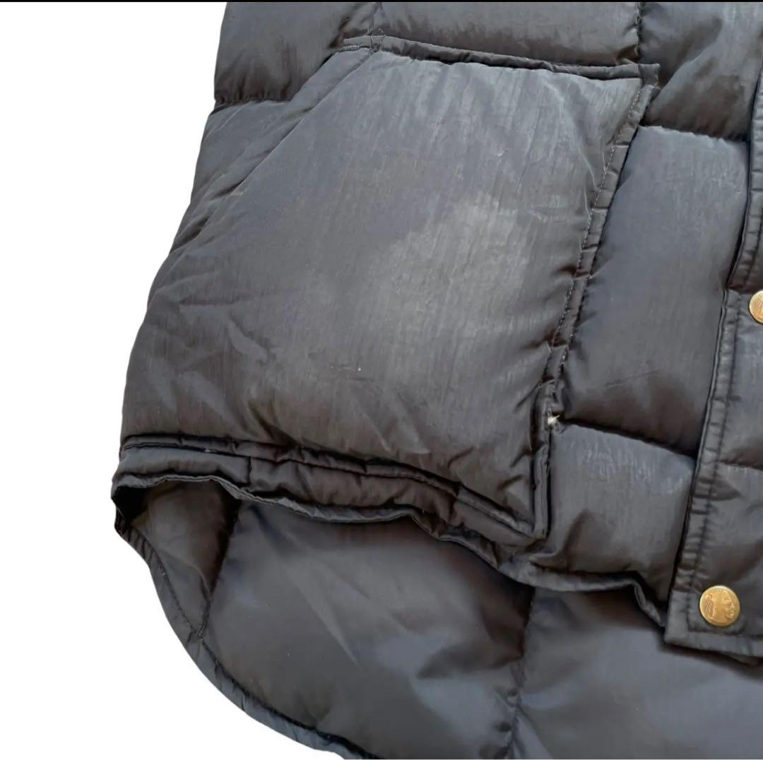 80s Woolrich ダウンベスト レザー切替 ブラック 黒×黒 希少 レア