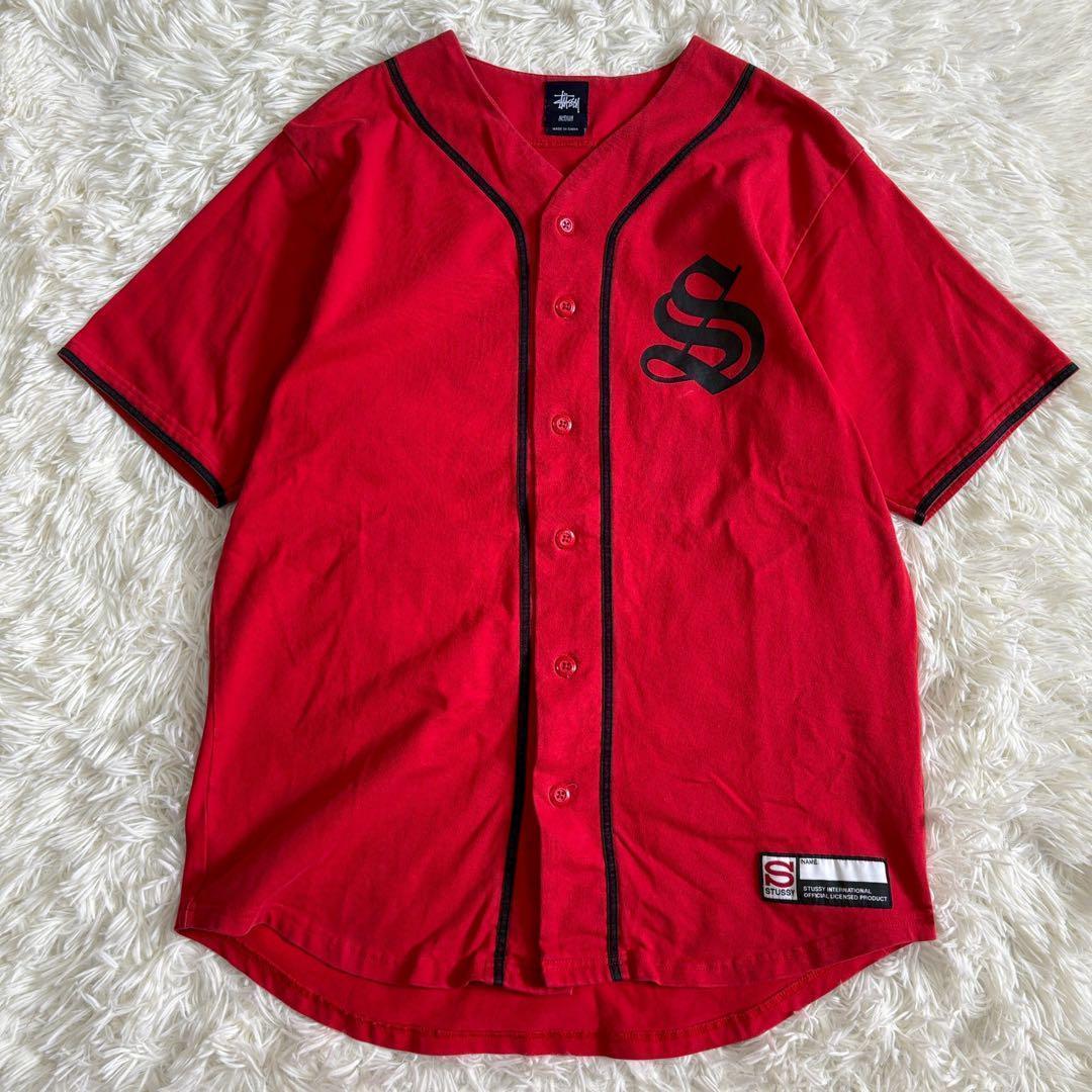 ステューシー ベースボールシャツ レッド 半袖 ショートスリーブ B044