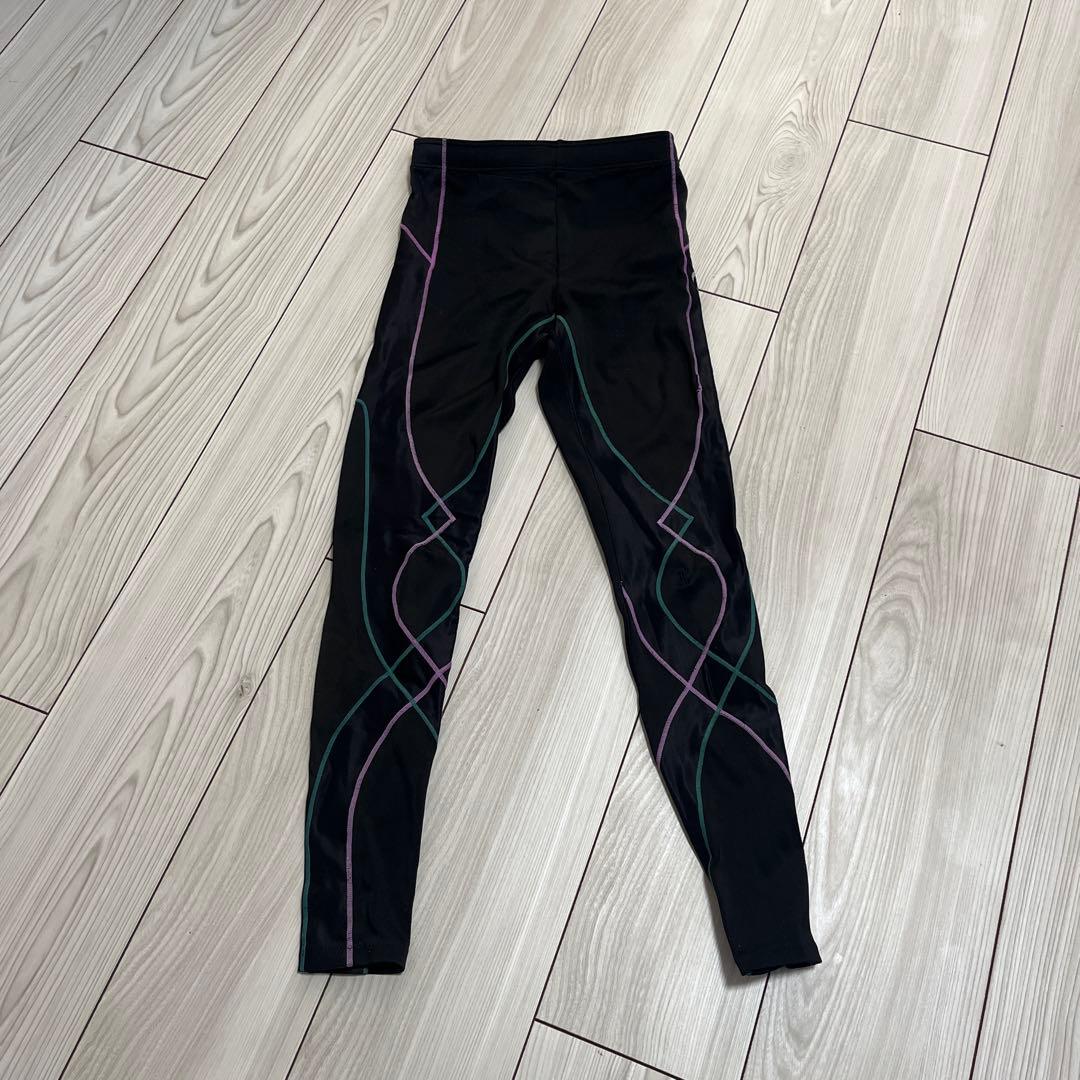 【美品】CWX フィットネス用タイツ 黒 ストライプ