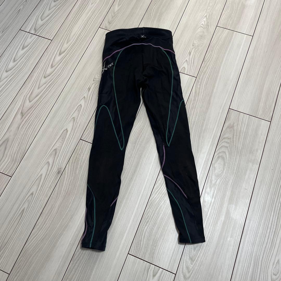 【美品】CWX フィットネス用タイツ 黒 ストライプ